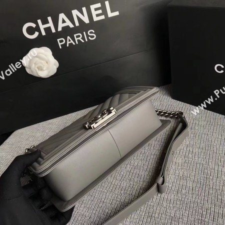 Boy Chanel Flap Bag Original Chevron Leather A67086V Grey