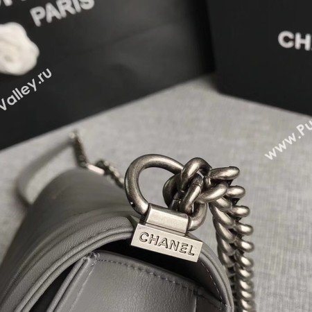 Boy Chanel Flap Bag Original Chevron Leather A67086V Grey