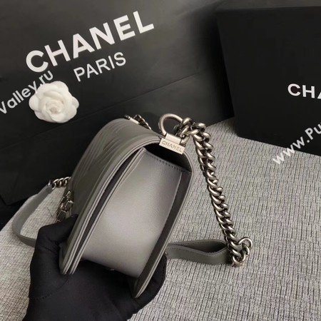 Boy Chanel Flap Bag Original Chevron Leather A67086V Grey