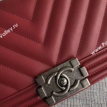 Boy Chanel Flap Bag Original Chevron Leather A67086V Red