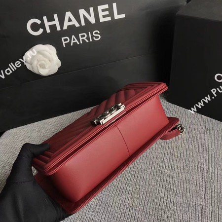 Boy Chanel Flap Bag Original Chevron Leather A67086V Red