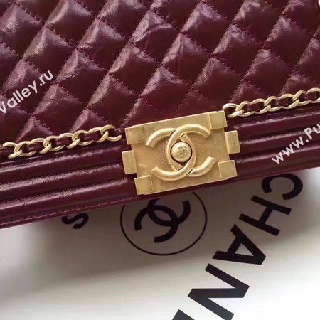 Boy Chanel Flap Bag Original Leather B67086 Wine