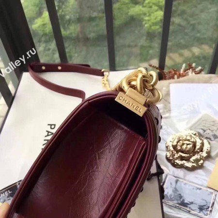 Boy Chanel Flap Bag Original Leather B67086 Wine