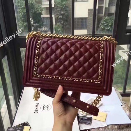 Boy Chanel Flap Bag Original Leather B67086 Wine