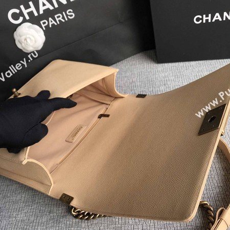 Boy Chanel Flap Shoulder Bag Apricot Original Cannage Pattern A67087 Gold