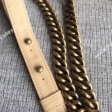 Boy Chanel Flap Shoulder Bag Apricot Original Cannage Pattern A67087 Gold