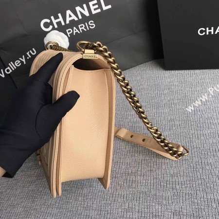 Boy Chanel Flap Shoulder Bag Apricot Original Cannage Pattern A67087 Gold