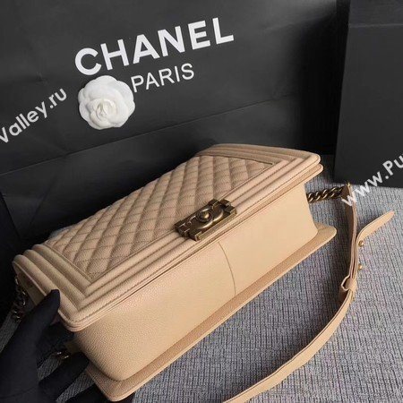 Boy Chanel Flap Shoulder Bag Apricot Original Cannage Pattern A67087 Gold