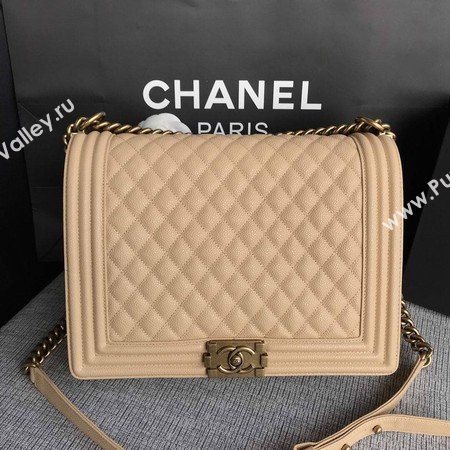 Boy Chanel Flap Shoulder Bag Apricot Original Cannage Pattern A67087 Gold