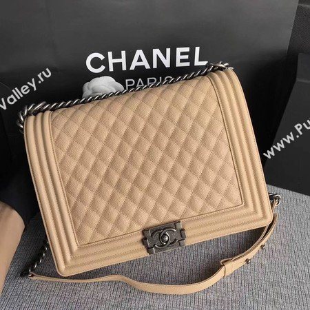 Boy Chanel Flap Shoulder Bag Apricot Original Cannage Pattern A67087 Silver