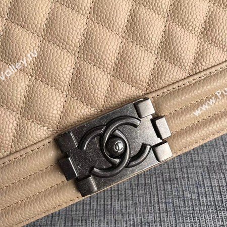 Boy Chanel Flap Shoulder Bag Apricot Original Cannage Pattern A67087 Silver