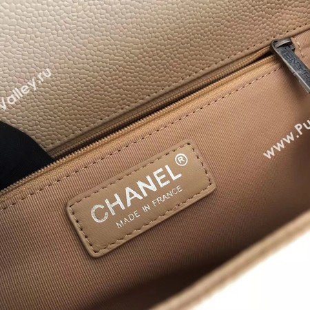 Boy Chanel Flap Shoulder Bag Apricot Original Cannage Pattern A67087 Silver