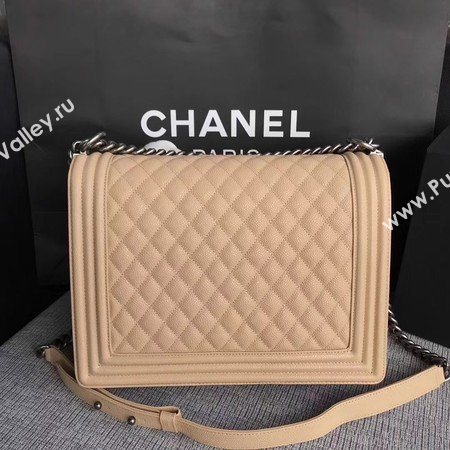 Boy Chanel Flap Shoulder Bag Apricot Original Cannage Pattern A67087 Silver