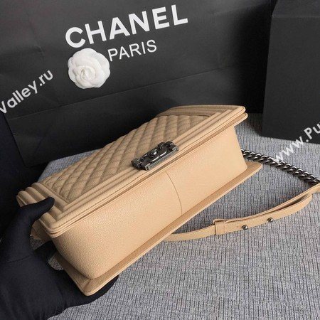 Boy Chanel Flap Shoulder Bag Apricot Original Cannage Pattern A67087 Silver