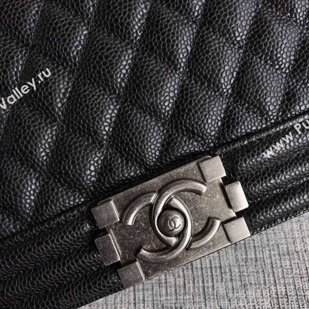 Boy Chanel Flap Shoulder Bag Black Original Cannage Pattern A67087 Silver