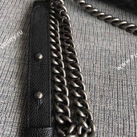 Boy Chanel Flap Shoulder Bag Black Original Cannage Pattern A67087 Silver