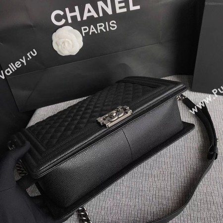 Boy Chanel Flap Shoulder Bag Black Original Cannage Pattern A67087 Silver
