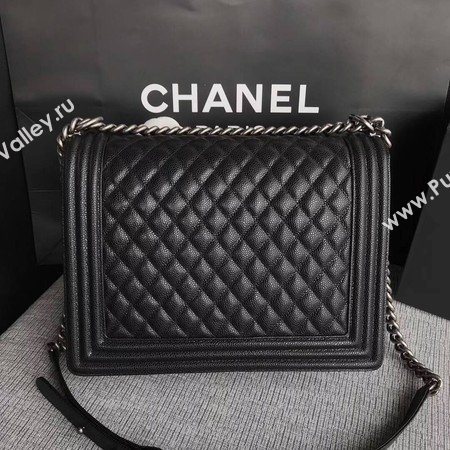 Boy Chanel Flap Shoulder Bag Black Original Cannage Pattern A67087 Silver