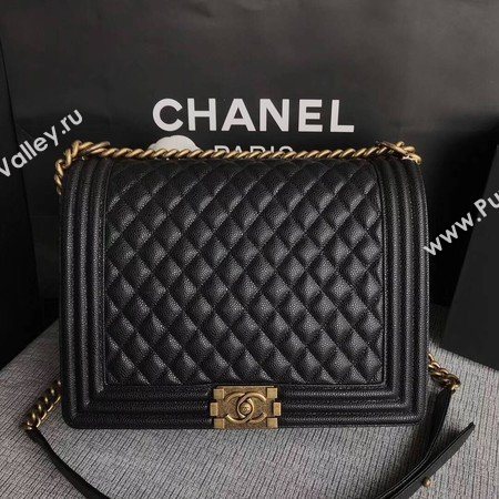 Boy Chanel Flap Shoulder Bag Black Original Cannage Pattern A67087 Silver