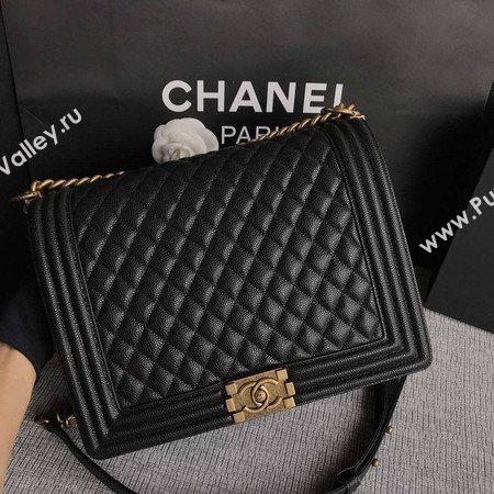 Boy Chanel Flap Shoulder Bag Black Original Cannage Pattern A67087 Silver