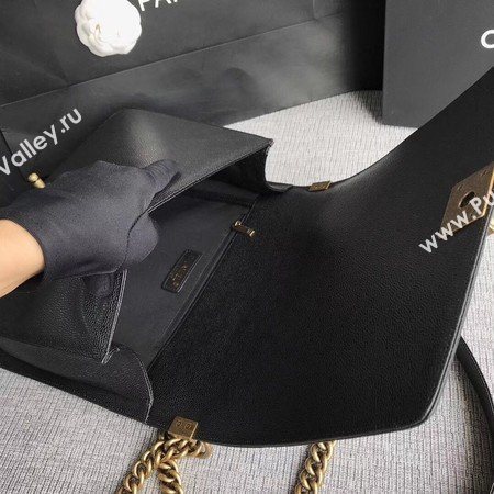 Boy Chanel Flap Shoulder Bag Black Original Cannage Pattern A67087 Silver