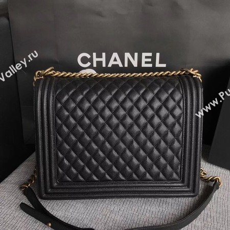 Boy Chanel Flap Shoulder Bag Black Original Cannage Pattern A67087 Silver