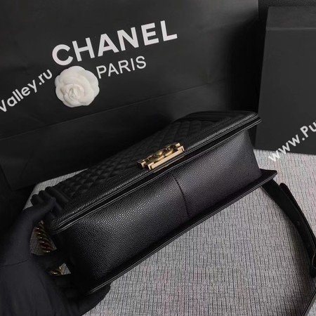 Boy Chanel Flap Shoulder Bag Black Original Cannage Pattern A67087 Silver