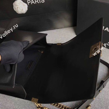 Boy Chanel Flap Shoulder Bag Black Original Sheepskin Leather A67087 Gold