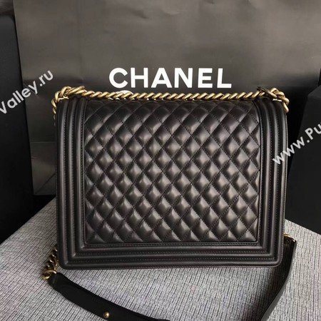 Boy Chanel Flap Shoulder Bag Black Original Sheepskin Leather A67087 Gold