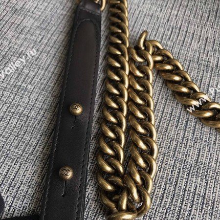 Boy Chanel Flap Shoulder Bag Black Original Sheepskin Leather A67087 Gold