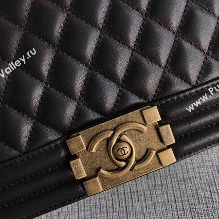 Boy Chanel Flap Shoulder Bag Black Original Sheepskin Leather A67087 Gold