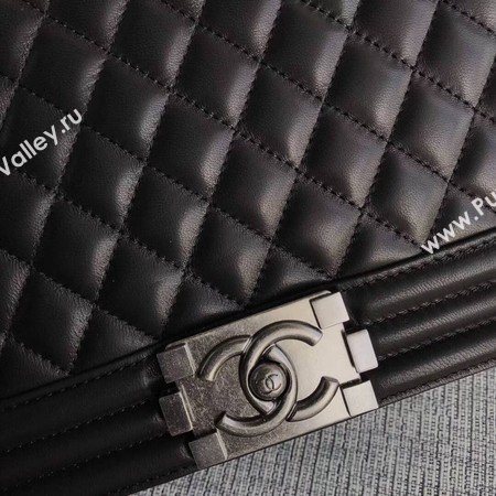Boy Chanel Flap Shoulder Bag Black Original Sheepskin Leather A67087 Silver