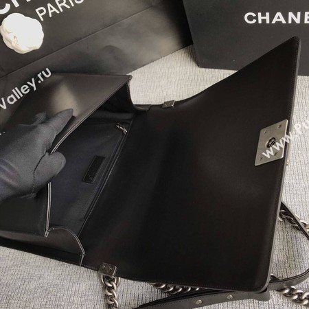 Boy Chanel Flap Shoulder Bag Black Original Sheepskin Leather A67087 Silver