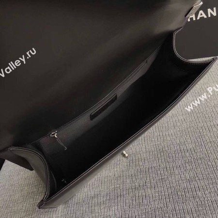 Boy Chanel Flap Shoulder Bag Black Original Sheepskin Leather A67087 Silver