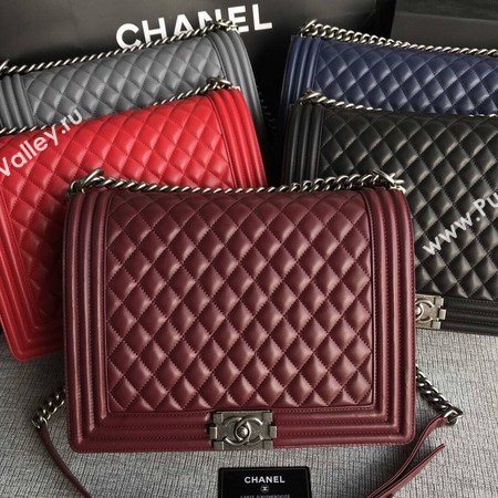 Boy Chanel Flap Shoulder Bag Black Original Sheepskin Leather A67087 Silver