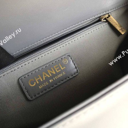 Boy Chanel Flap Shoulder Bag Grey Original Sheepskin Leather A67087 Gold