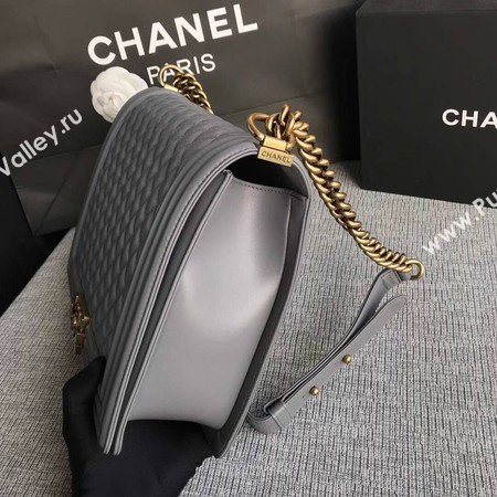 Boy Chanel Flap Shoulder Bag Grey Original Sheepskin Leather A67087 Gold