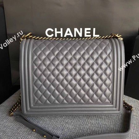Boy Chanel Flap Shoulder Bag Grey Original Sheepskin Leather A67087 Gold