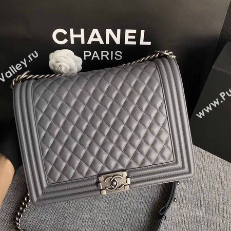 Boy Chanel Flap Shoulder Bag Grey Original Sheepskin Leather A67087 Silver
