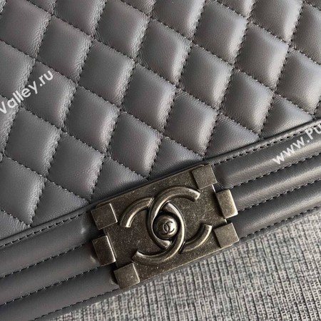 Boy Chanel Flap Shoulder Bag Grey Original Sheepskin Leather A67087 Silver