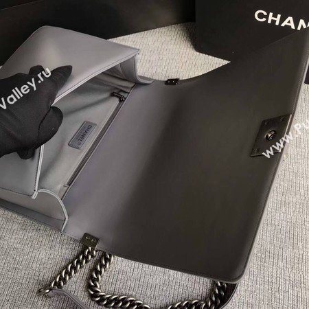 Boy Chanel Flap Shoulder Bag Grey Original Sheepskin Leather A67087 Silver