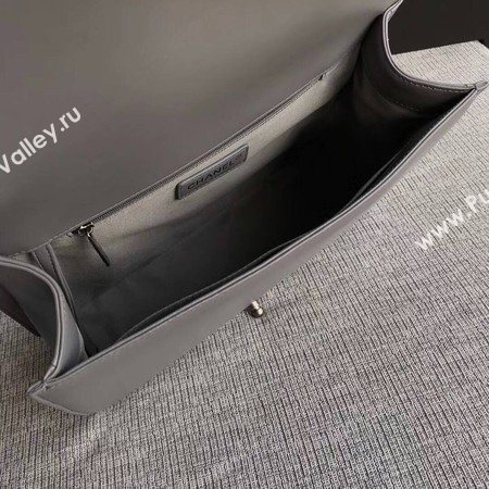 Boy Chanel Flap Shoulder Bag Grey Original Sheepskin Leather A67087 Silver