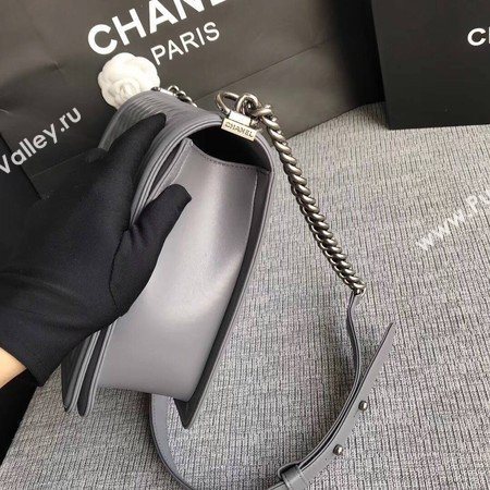 Boy Chanel Flap Shoulder Bag Grey Original Sheepskin Leather A67087 Silver