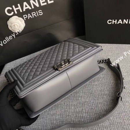 Boy Chanel Flap Shoulder Bag Grey Original Sheepskin Leather A67087 Silver