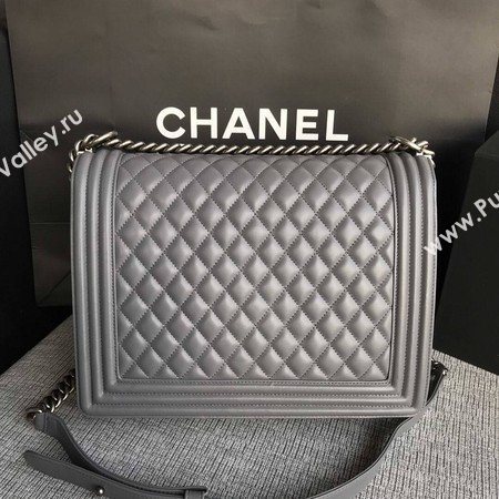 Boy Chanel Flap Shoulder Bag Grey Original Sheepskin Leather A67087 Silver