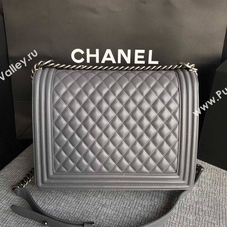 Boy Chanel Flap Shoulder Bag Grey Original Sheepskin Leather A67087 Silver