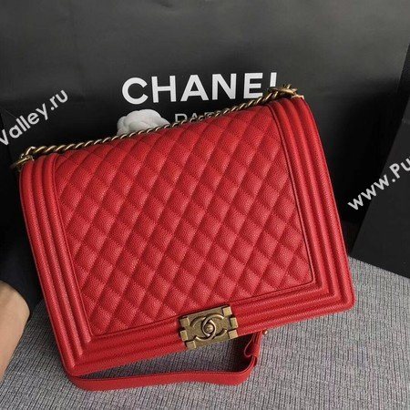 Boy Chanel Flap Shoulder Bag Red Original Cannage Pattern A67087 Gold