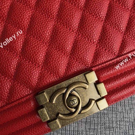 Boy Chanel Flap Shoulder Bag Red Original Cannage Pattern A67087 Gold