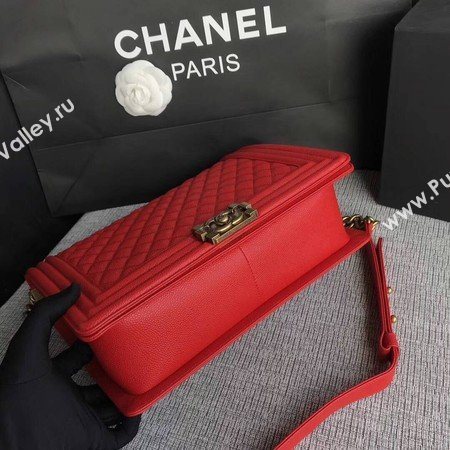 Boy Chanel Flap Shoulder Bag Red Original Cannage Pattern A67087 Gold