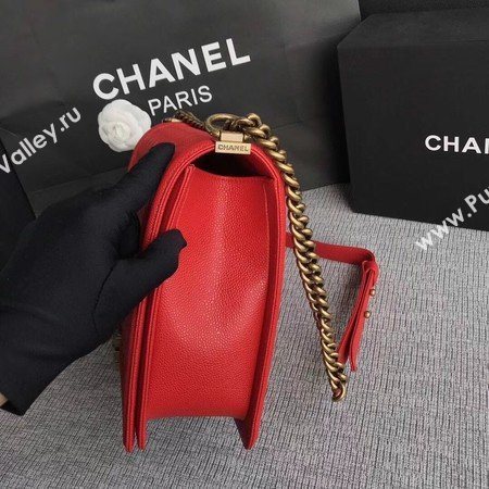 Boy Chanel Flap Shoulder Bag Red Original Cannage Pattern A67087 Gold